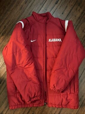 Nike Red Alabama Quilted Jacket with White Accents